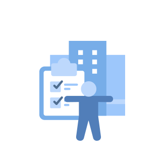 企業検診のチェックシートを持つ人物のイラスト画像